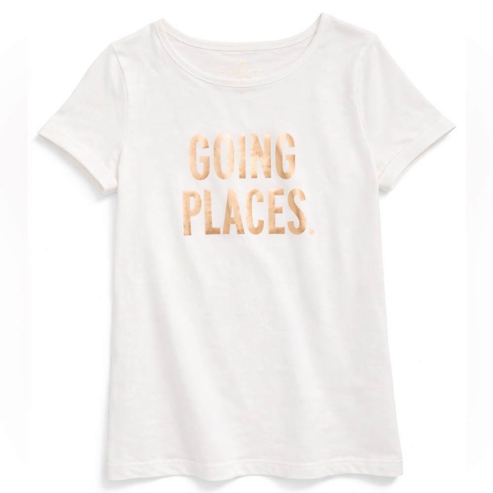KATE SPAGE White Kids Graphic T-Shirt with Rose Gold Print 14Y